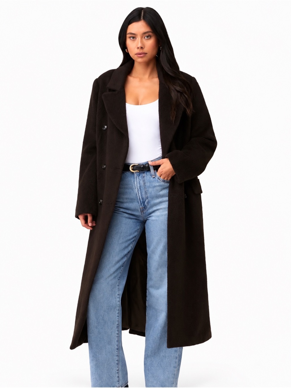 ASTR The Label Morena Long Coat Chocolate Brown Size Small